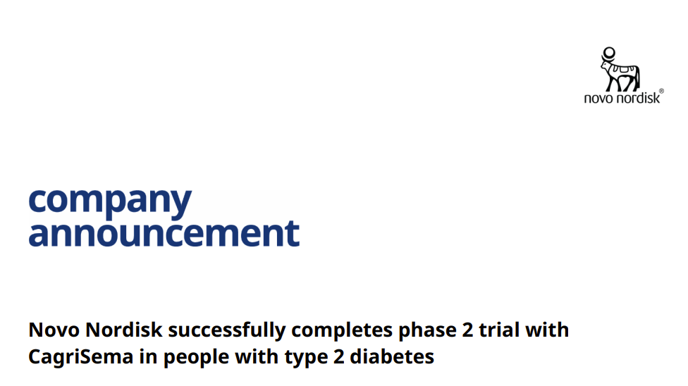 Novo Nordisk successfully completes phase 2 trial with CagriSema in people with type 2 diabetes