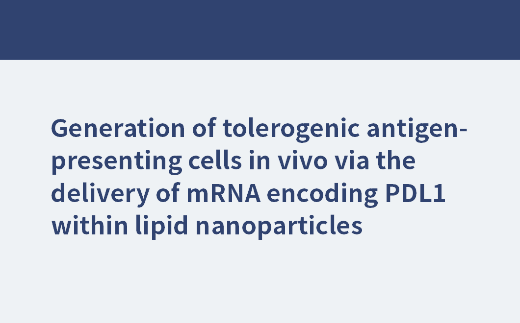 Generation of tolerogenic antigen-presenting cells in vivo via the delivery of mRNA encoding PDL1 within lipid nanoparticles